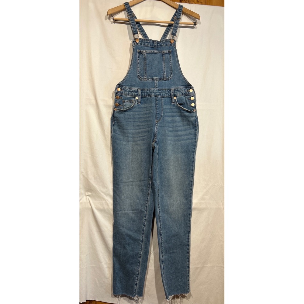 Universal Thread Womens Denim Overalls Medium Wash Raw Hem Size 2 26R Stretch